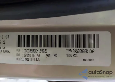 2014 Chrysler 200 Touring z USA, uszkodzony, nr VIN 1C3CCBBB2EN185021